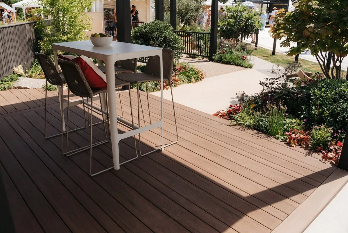 Part of the covered Elements decking install at RHS Hampton Court