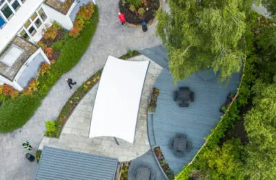 Birds eye view of Redux Decking in a garden - Composite Prime