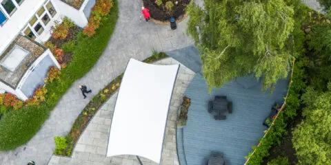 Birds eye view of Redux Decking in a garden - Composite Prime